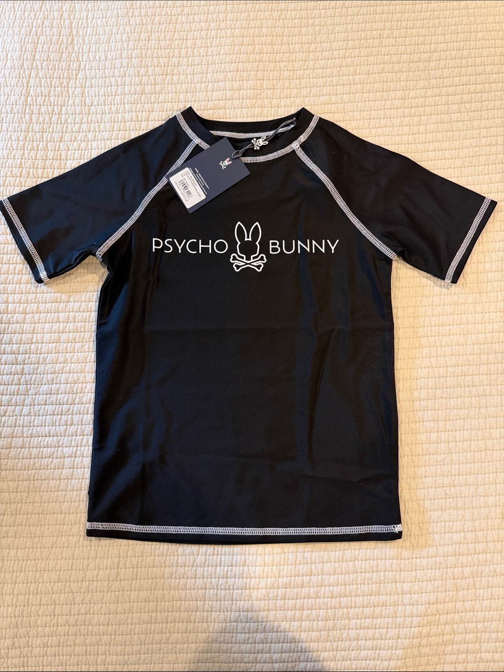 Psycho Bunny Black Short-Sleeve Logo Rash Guard